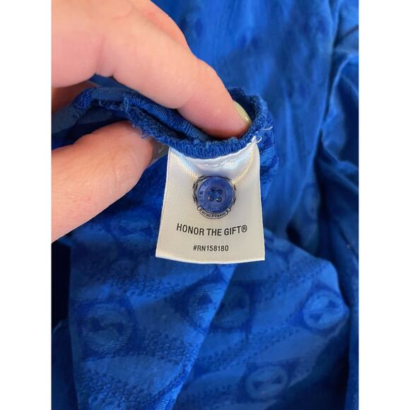 Honor The Gift Blue Diamond Button Down Short Sleeve Top XXL - Picture 7 of 8